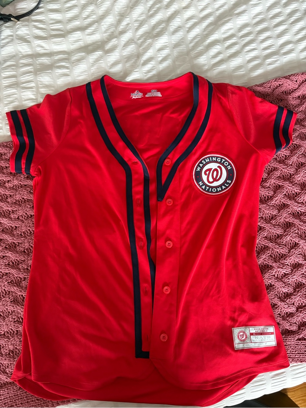 Washington Nationals Woman’s Red Button-Front Baseball Jersey